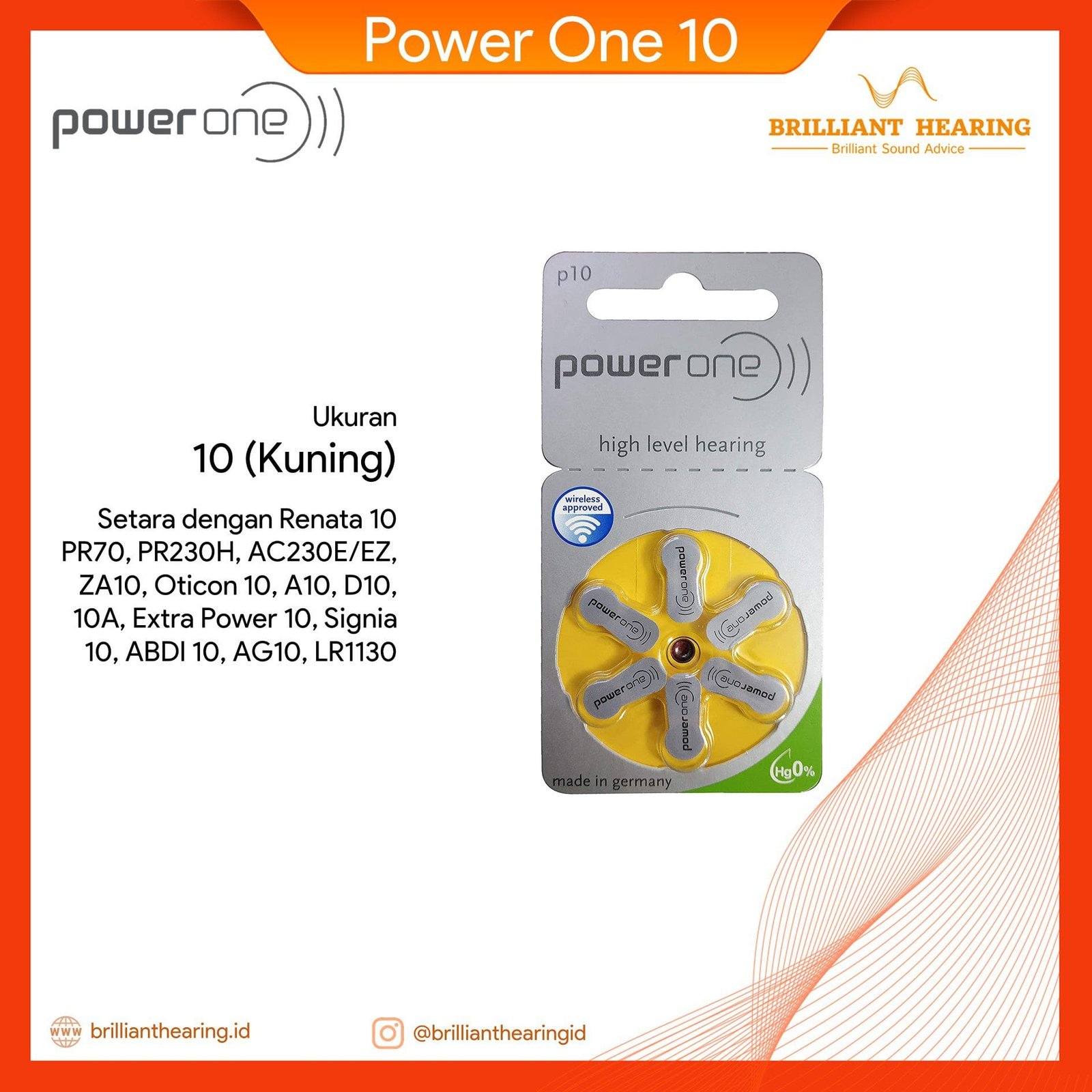 Roll Baterai Alat Bantu Dengar Power One Brilliant Hearing